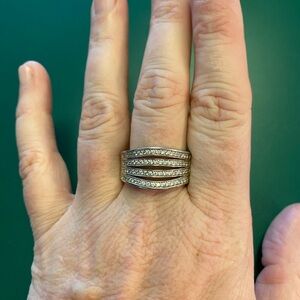 Diamonique Silver Multi-Band Ring